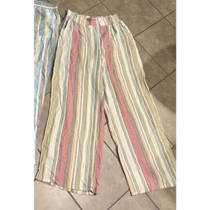 Cato Womens Linen blend Wide Leg Pants 14/16W beach multi colored stripes